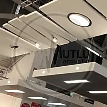 Armatürlü Akustik Kumaş Kaplı Yüzer Tavan Panelleri 19 Aramtürlü Akustik Yüzer Tavan Panelleri